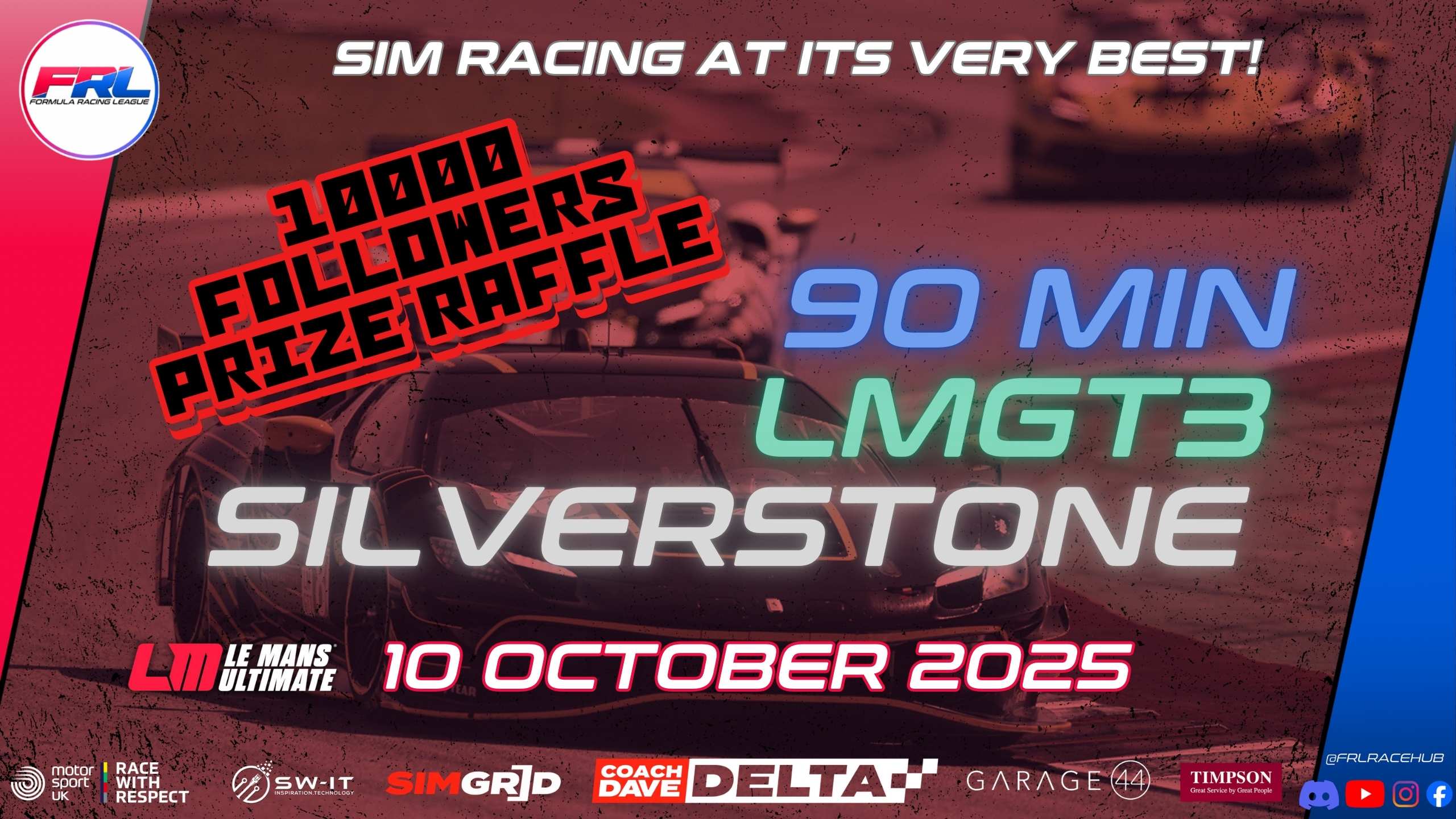 FRL LMU 10k simgrid followers special! Powered by coach’s dave debate, 90mins of Silverstone 