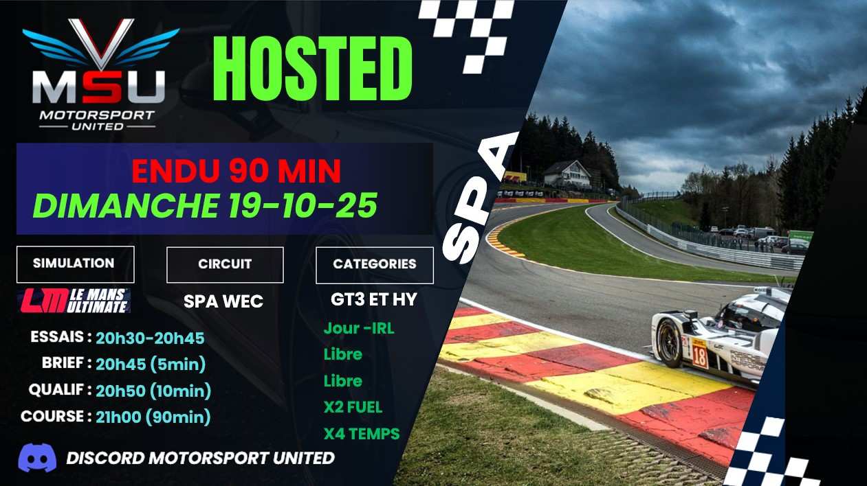 Endurance 90 minutes SPA  19/10