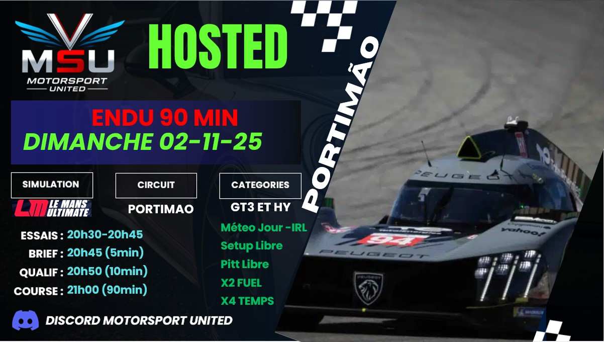 Endurance 90 minutes  02/11 Portimao Hypercar GT3