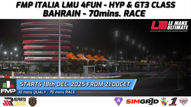 FMP Italia - Bahrain By Night - 4FUN HYPERCAR - GT3 CLASS